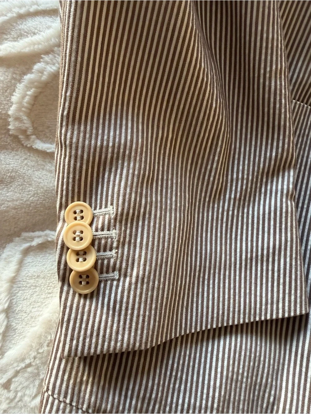Classic Tan Seersucker Sport Coat - Two-Button Notch Lapel